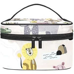 Afrika wild dier make-up organizer tas, reizen make-up tas organizer case draagbare cosmetische tas voor vrouwen en meisjes toiletartikelen, Meerkleurig, 22.5x15x13.8cm/8.9x5.9x5.4in