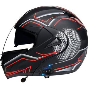 Integraalmotorhelm Met Snelsluiting Modulaire Motorhelm DOT/ECE-Goedgekeurde Helm Uit Één Stuk Met Ingebouwd Vizier Voor Volwassen Heren Dames Crossmotor 1,XS(53-54CM)