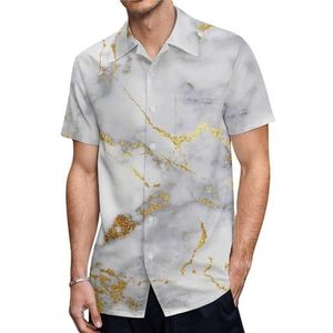 Goud Marmer Heren Korte Mouw Shirts Casual Button-down Tops T-shirts Hawaiiaanse Strand Tees 3XL