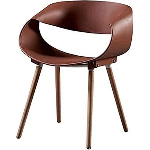 GEIRONV 1 stuks moderne keuken eetkamerstoelen, houten poten rugleuning stoel eetkamerstoelen vrije tijd plastic stoel kantoor vergaderstoel Eetstoelen (Color : Brown, Size : 47x50x80cm)