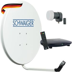 SCHWAIGER SAT-systeem satellietset satellietschotel single-LNB HD-ontvanger afstandsbediening digitale SAT-antenne van staal lichtgrijs 55cm 1-deelnemer kleine satellietschotel