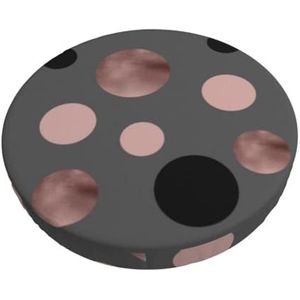 GRatka Hoes voor ronde kruk, barstoelhoes, Home bar, antislip zitkussen, 30,5 cm, elegante faux roze zwarte cirkels