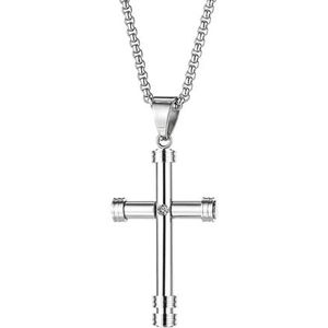 HipHop Cross Hanger Kettingen Roestvrij staal Kristal Mannen Ketting voor Christelijke Mannen Vrouw Religieuze Sieraden 24'' Ketting