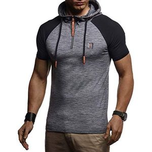 Leif Nelson T-Shirt Met Capuchon Voor Heren | Sportshirt Korte Mouwen & Slim Fit | Activewear & Gym Shirt | Mannen Shirts Voor Sport en Outdoor