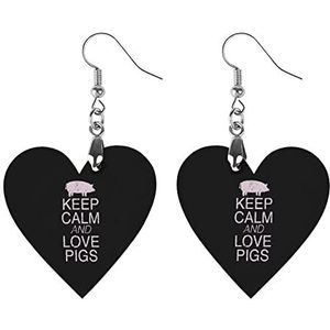 Roze Keep Calm And Love Pigs Mode Leuke Oorbellen Grappig Geschilderd Houten Sieraden Geschenken Voor Vrouwen Ster