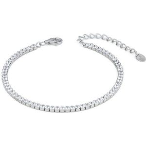 BR607 tennisarmband van kleine witte zirkonia, Zilver