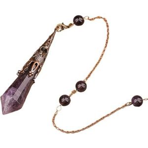 Vintage Natural Gemstones Bronze Pendulum Chains Pendant Necklace Healing Dangle Pendulum Jewelry Reiki Pendulum Decor (Color : Amethyst Bronze)