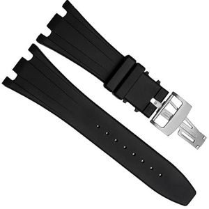 yeziu 28 mm waterdichte rubberen horlogeband voor AP-horlogebandjes met vouwgesp(Color:AP silver clasp)