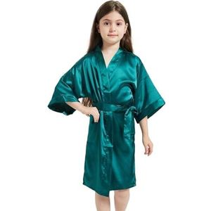 OZLCUA Zijdeachtige satijnen badjas 3-13 jaar satijnen badrobe badrobes meisje pyjama badjas verjaardag spa bruiloft nachtjas, CM08, 6-7T(115-130cm)