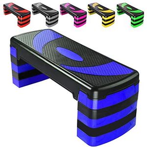 Aerobic oefening stepper met 5 verstelbare stappenniveaus (10/15/20/25/30CM), cardio, gewichten, yoga, trainingstrainingsstapbord, antislip voor thuis/fitness-/kantoor, routines, fitness, traing (blauw)