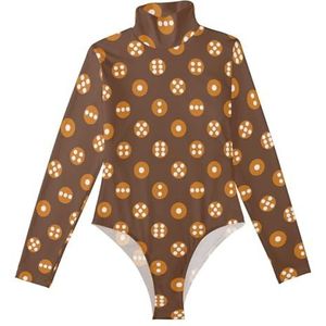 LI ZHI XIN Rompertjes met lange mouwen voor dames, eendelige jumpsuit met hoge hals, coltrui, turnpakje, top voor meisjes, dans, workout, fitness, bodysuit met dobbelstenenpatroon, Meerkleurig, S