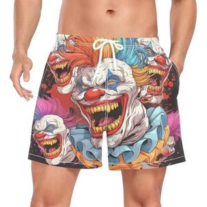 Niigeu Cartoon Rainbow Clown Joker Zwembroek voor heren, sneldrogend, met zakken, Leuke mode, S