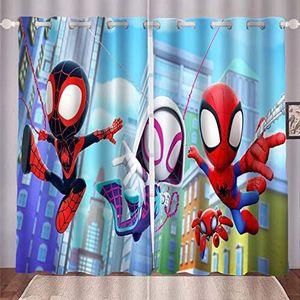 HNSRYLQX Spider-Men Verduisteringsgordijnen, Spider-Men Gordijn Ondoorzichtige set van 2, met 3D-opdruk, met ophang-oogjes, voor slaapkamer kinderkamer polyester (12, 100 x 140 cm (2 x 50 x 140 cm)