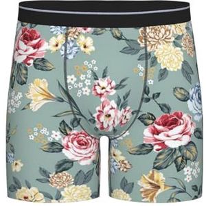 GRatka Boxer slips, heren onderbroek Boxer Shorts been Boxer Briefs grappig nieuwigheid ondergoed, roze bloemen op groene achtergrond, zoals afgebeeld, XXL