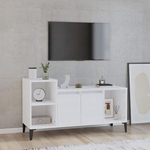 AJJHUUKI Entertainment Centra & TV Stands TV-meubel Hoogglans Wit 100x35x55 cm Engineered Houten Meubels