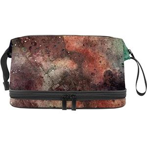 Grote capaciteit reizen cosmetische tas,Make-up tas,Waterdichte make-up tas Organizer, Grunge aquarel, Meerkleurig, 27x15x14 cm/10.6x5.9x5.5 in