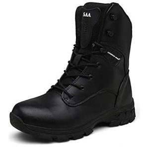 Heren Hoge Rise Tactische Laarzen Waterdichte Lichtgewicht Combat Booties Militaire Veiligheid Patrol Cadet Schoenen, B Zwart, 45.5 EU