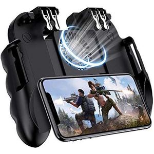Goglor Mobile Game Controller voor PUBG, [6 Vinger/Upgrade versie Android & Iphone L1R1 Doel En Schiet Triggers Joystick Gamepad Met Koeling Fan Voor Battle Royale/Messen Uit