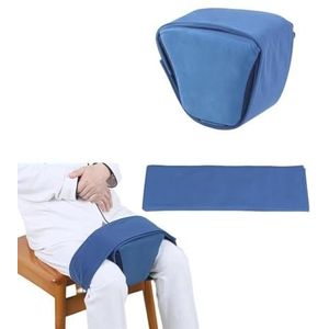 SAYEYBU Anti-Slip Limiter Cushion with Saddle Wedge and Seat Belt, Wheelchair Knee Position Pillow with Gel Packs, for Recovery from Hip Abduction Surgery,Blauw