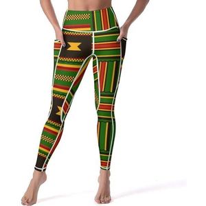 Afrikaanse Kente Doek Tribal Print Vrouwen Yoga Broek Hoge Taille Leggings Buikcontrole Workout Running Leggings 2XL