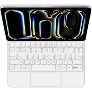 GUPENAA Toetsenbordhoes voor iPad Pro 11'' (M4) 2024, Magische Zwevende Cantileverstandaard, 7 Kleuren Achtergrondverlichting, Ingebouwd trackpad,Wit,Arabic