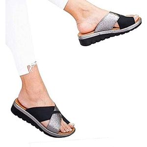 Vrouwen Hallux Valgus sandalen grote teen botcorrectie met ondersteuning van de voetboog Comfortabele zomer open teen strand reissandaal voor correctie Bunion, zomer strand flip flop