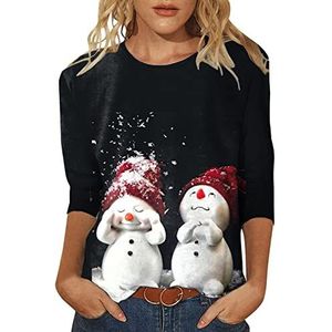 Kanpola 3D kersttrui voor dames, ronde hals, print, sweatshirt, sweater, herfst en winter, lange mouwen, casual, sport, bovenstuk, tops, M