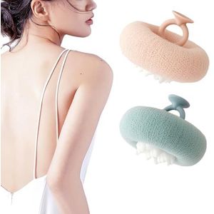 2024 Nieuwe superzachte zonnebloem zuignap badbal, 2-in-1 zonnebloem badbal, exfoliërende badspons lichaamsborstel scrubber, badkamer douchesponzen voor vrouwen mannen (2 stuks)