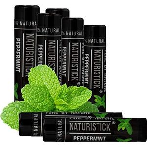 Naturistick Set van 7 zwarte pepermunt lippenbalsem voor mannen en vrouwen, aantrekkelijke cadeauset van 100% natuurlijke zwarte stick, de beste bijenwas chapstick