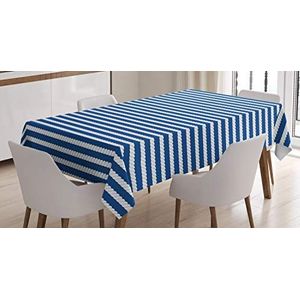 ABAKUHAUS Blauw en wit Tafelkleed, Rope Patroon van Strepen, Eetkamer Keuken Rechthoekige tafelkleed, 140 x 240 cm, Blauw en wit