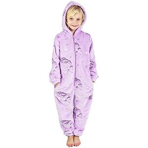 CityComfort Glow in The Dark Onesie Kids Onesies voor Meisjes Regenboog Eenhoorn Pyjama 3-14 Jaar Oud, Paars, 5-6 Jaren