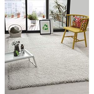 the carpet Green Velvet Woonkamer eco-tapijt, hoogpolig bestaat uit 100% gerecycled polyester, langpolig, luxe bontlook, knuffelzacht, crème, 80 x 150 cm