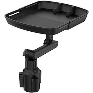Lam-lord Bekerhouder lade tafel, auto drankhouders lade, 360º rotatie verstelbare rekbare antislip auto lade voor eten, draagbare auto interieur organizer accessoires (zwart)