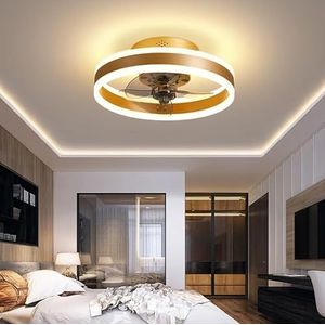 Omkeerbare plafondventilator met licht en afstandsbediening Stille 6-snelheden slaapkamer led plafondventilator met verlichting woonkamer modern, 40cm 24w dimbare kleine plafondlamp A