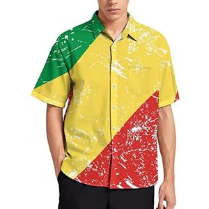 Congo Retro Vlag Hawaiiaans shirt voor mannen zomer strand casual korte mouw button down shirts met zak
