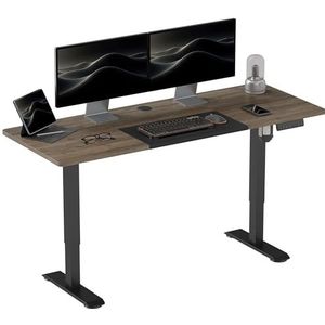 Vinsetto elektrisch bureau computertafel in hoogte verstelbaar sta-bureau bureau bureaustandaard metaal spaanplaat naturel + zwart 140 x 70 x 72-116 cm