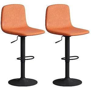 Barkruk Barstoelen Draaibare Barkruk Set Van 2 Leren Ontbijt Eetkamerstoel Kapkruk Met Rugleuning In Hoogte Verstelbare Liftstoel Barkrukken Keukenstoelen (Color : Orange, Size : Sitting Height 60-8