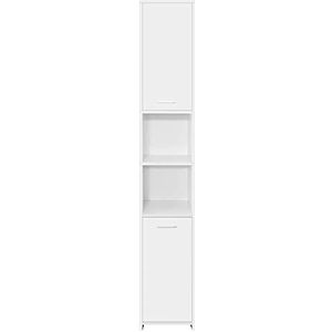 ML-Design Badkamermeubel wit, 30x190x30cm, hoge kast voor badkamer,badkamermeubel met 6 vakken en 2 deuren,veel opbergruimte, badkamer plank gemaakt van MDF hout,smalle kast, opbergkast badkamermeubel
