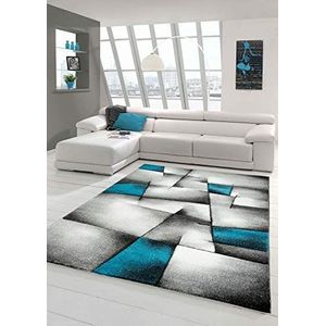 Designer woonkamer tapijt Hedendaags tapijt tapijt laagpolig tapijt met contour geslepen diamanten patroon Turquoise Grijs Wit Zwart maat 200 x 290 cm