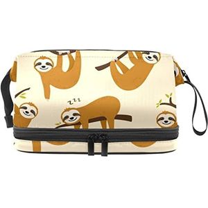 Grote capaciteit reizen cosmetische tas,Make-up tas,Waterdichte make-up tas Organizer, Luiaard dier, Meerkleurig, 27x15x14 cm/10.6x5.9x5.5 in