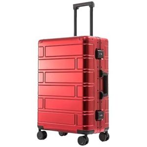 Aluminium Koffer Wachtwoord Rolling Bagage Case Luxe Reiskoffer, Rood, 28