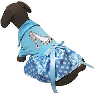 Pet Supply Schoenen met hoge hakken Lichtblauw Katoen T-shirt Polka Dots Tutu Hond Jurk, Large, Blauw