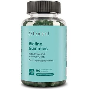 Biotine Gummies voor Haar, Huid en Nagels - Zonder Toegevoegde Suikers of Zoetstoffen - met Selenium, Zink en de Vitamines A, C, E & B-complex -90 Veganistische Gummies -Smaak van Bosbessen- Zenement