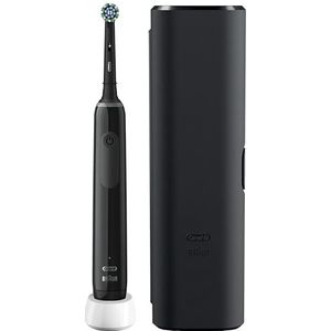 Oral-B Pro 3 elektrische tandenborstels voor volwassenen, Valentijnsdaggeschenken voor hem/haar, 1 tandenborstelkop met kruiswerking en reisetui, 3 modi met tandenbleken, 2-polige UK-stekker, 3500, zwart