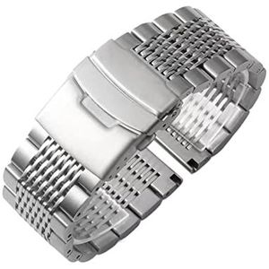 18 20 22 24mm Roestvrij Stalen Horloge Band for Samsung for Galaxy Horloge 5 40mm 44MM 4 3 41 45mm Bandjes for Huawei for GT3 for Seiko Armband (Color : Silver, Size : 22mm)