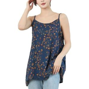 Dvbfufv Damesmode losse ronde hals bloemen T-shirt dames zomer casual Koreaanse oversized shirt tops, Blauw 4, XS