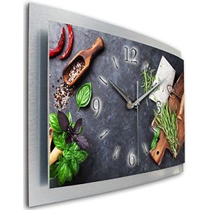 Kreative Feder Kruiden Keuken Wandklok 3D XXL Designer stil Funk Motief Radiogestuurde Klok Muurschildering Modern Design WAA063FL (80x40cm)