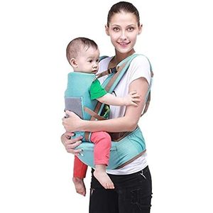 Heupzitje babydrager met veiligheidsgordel bescherming, puur katoen, lichtgewicht ergonomische heupkruk, multi-posities babydrager voor 3-48 maanden (kleur: blauw)