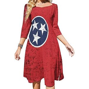 Tennessee State Flag dames lange mouwen swing jurk schattige stropdas terug A-lijn mini zonnejurk