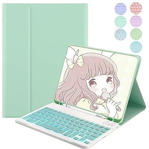 QYiD Toetsenbord hoes voor iPad Air 4 10.9"" 2020/iPad Pro 11"" 2020/2018 (2./1e generatie), Lichtgewicht Smart Cover met Afneembaar Draadloos TouchPad Toetsenbord, met pencilhouder, Groen